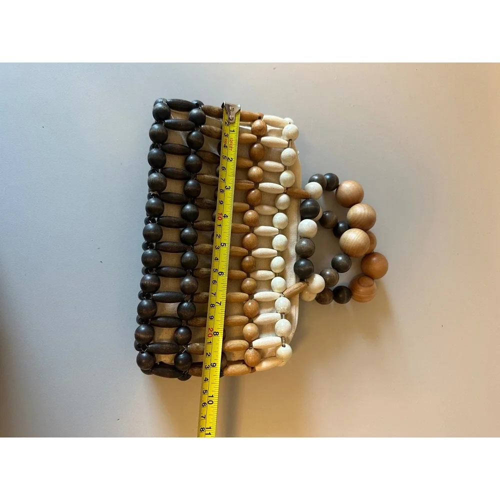 Cult Gaia Cora Ombre Wood Beaded Top Handle Bag
